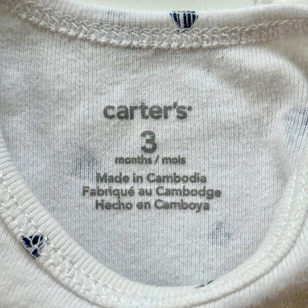 4/$10 - Carter’s Sail Boat Cotton Baby Onesie Bodysuit | Nautical Ocean - Picture 3 of 4